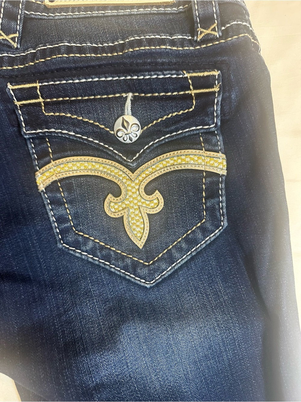 Rock Revival Vicky Bootcut Jeans Women’s Size 27 Dark Wash Thick Stitch Low Ris - Picture 7 of 13